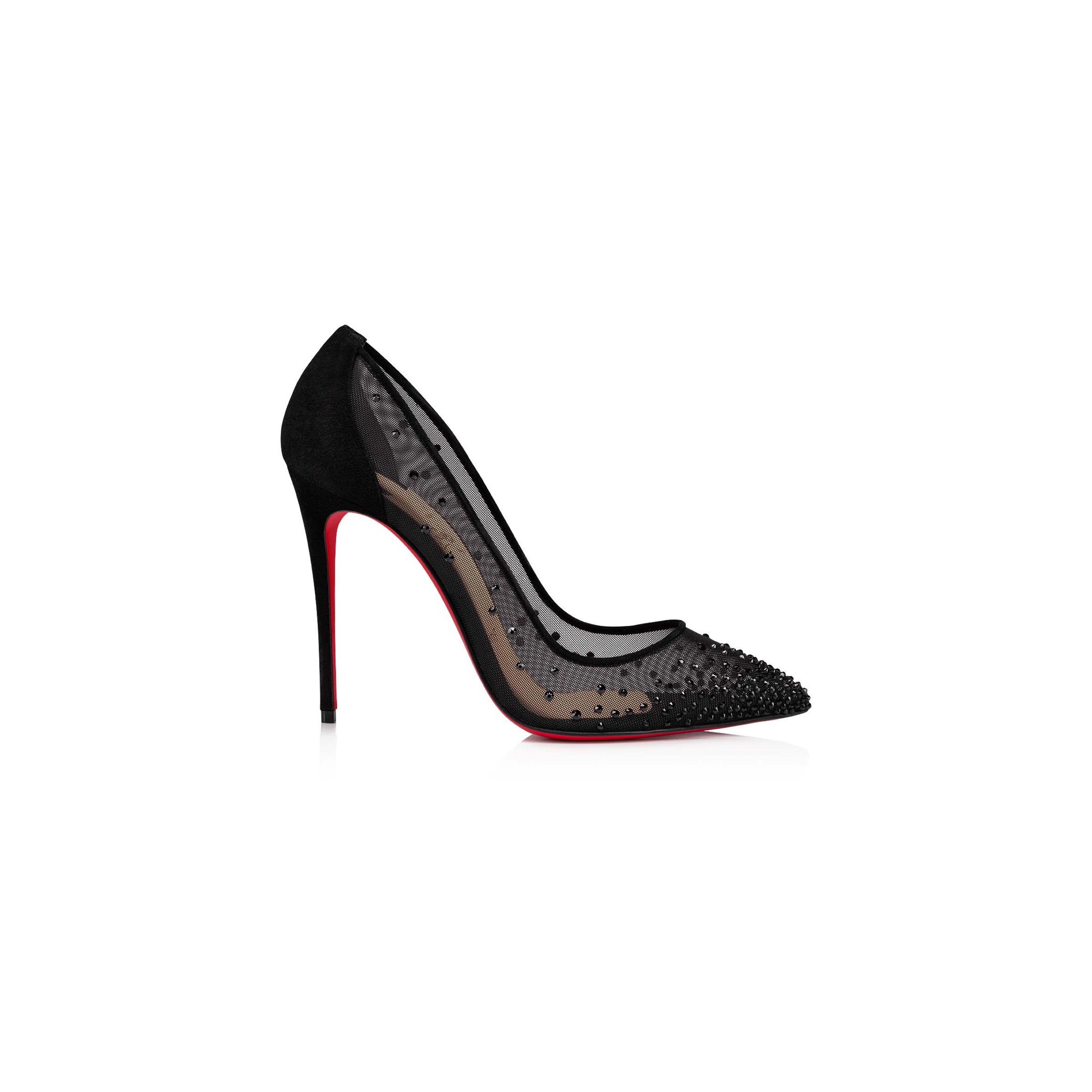 Ch**an louboutin follies strass 100 mm pumps-mesh and strass-black-women 1221335cm47
